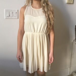 Cream Pleated Dress